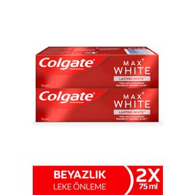 Colgate Max White Kalıcı Beyazlık 2x75 ml Beyazlatıcı Diş Macunu + Fırça Kabı Hediye