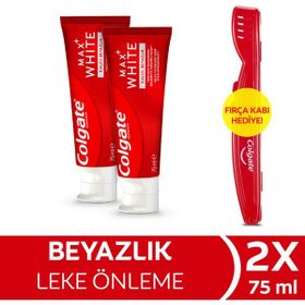Colgate Max White Kalıcı Beyazlık 2x75 ml Beyazlatıcı Diş Macunu + Fırça Kabı Hediye