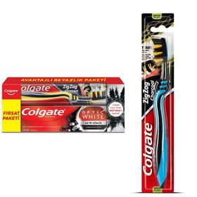 Colgate Optic White Aktif Kömür 75 ml Diş Macunu + Zigzag Diş Fırçası