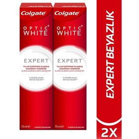 Colgate Optic White Expert Beyazlatıcı 2 x 75 ml Diş Macunu + Diş Fırçası Kabı