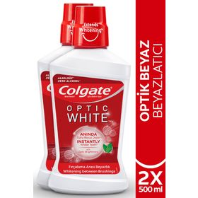 Colgate Optic White Kalıcı Beyazlık Beyazlatıcı 2x500 ml Diş Macunu Ağız Bakım Suyu