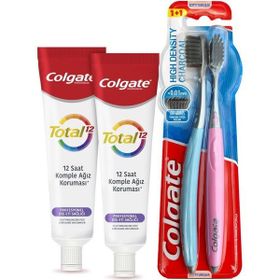 Colgate Total Profesyonel Diş Eti Sağlığı 2x50 ml Diş Macunu + 2 Adet High Density Charcoal Yumuşak Diş Fırçası