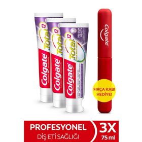 Colgate Total Profesyonel Diş Eti Sağlığı 3x75 ml Diş Macunu + Fırça Kabı Hediye