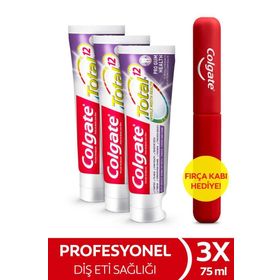 Colgate Total Profesyonel Diş Eti Sağlığı 3x75 ml Diş Macunu + Fırça Kabı Hediye