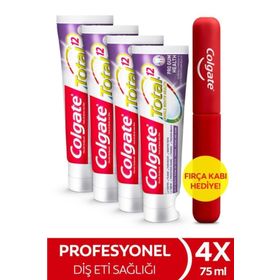 Colgate Total Profesyonel Diş Eti Sağlığı 4x75 ml Diş Macunu + Diş Fırçası Kabı