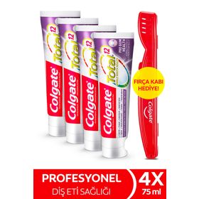 Colgate Total Profesyonel Diş Eti Sağlığı 4x75 ml Diş Macunu + Diş Fırçası Kabı