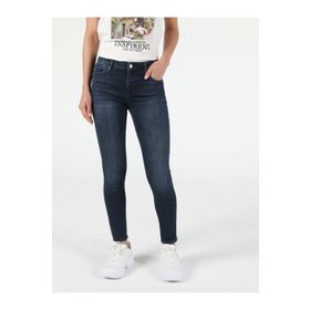 Colin's 759 Lara Orta Bel Dar Paça Super Slim Fit Koyu Mavi Kadın Jean Pantolon