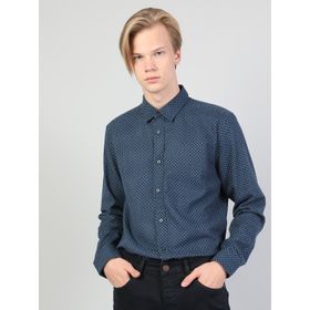 Colin's Slim Fit Shirt Neck Erkek Lacivert Uzun Kol Gömlek