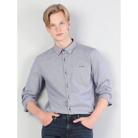 Colin's Slim Fit Shirt Neck Erkek Lacivert Uzun Kol Gömlek
