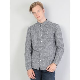 Colin's Slim Fit Shirt Neck Erkek Lacivert Uzun Kol Gömlek