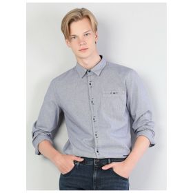 Colin's Slim Fit Shirt Neck Erkek Lacivert Uzun Kol Gömlek