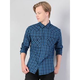 Colin's Slim Fit Shirt Neck Erkek Mavi Uzun Kol Gömlek