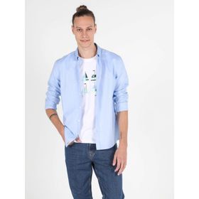 Colin's Slim Fit Shirt Neck Erkek Mavi Uzun Kol Gömlek