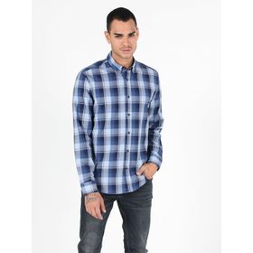 Colin's Slim Fit Shirt Neck Erkek Mavi Uzun Kol Gömlek