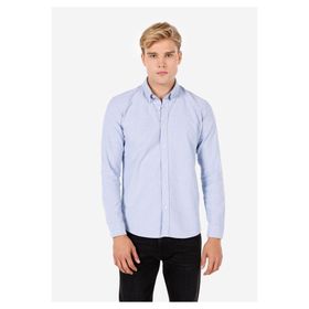 Colin's Slim Fit Shirt Neck Erkek Mavi Uzun Kol Gömlek