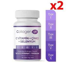 Collagen Life Hidrolize Kolajen C Vitamin Çinko Selenyum 2x90 Tablet