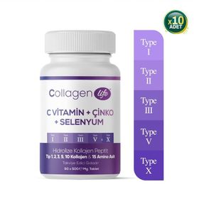 Collagen Life Hidrolize Kolajen C Vitamin Çinko Selenyum 90 Tablet
