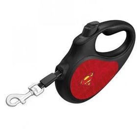 Collar Waudog Kırmızı Superman Desenli 15 kg 5 mt Siyah Geri Çekilebilir Köpek Gezdirme Tasması