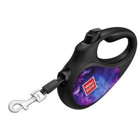 Collar Waudog Nasa 21 Desenli 50 kg 5 mt Siyah Geri Çekilebilir Köpek Gezdirme Tasması