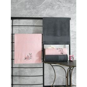 Colorful 4'ü Havlu Antrasit-Açık Pembe Hamam Seti
