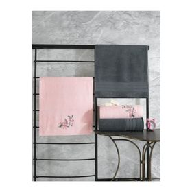 Colorful 4'ü Havlu Antrasit-Açık Pembe Hamam Seti