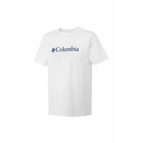 Columbia CS0287 CSC M BASIC BIG LOGO BRUSHED O Yaka Baskılı Beyaz Erkek T-shirt