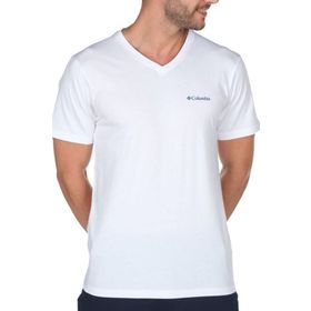 Columbia CSC M Basic SM Logo V Neck Beyaz Kısa Kollu Erkek T-shirt