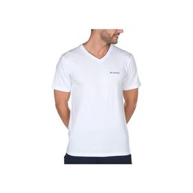 Columbia CSC M Basic SM Logo V Neck Beyaz Kısa Kollu Erkek T-shirt