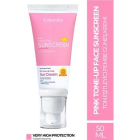 Columbia Pink Tone-Up Face SPF50 50 ML Cilt Aydınlatıcı Ton Eşitleyici Pembe Yüz Güneş Kremi