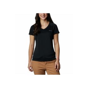 Columbia ZERO RULES SHORT SLEEVE SHIRT V Yaka Çizgili Siyah Kadın T-Shirt