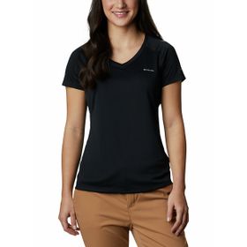 Columbia ZERO RULES SHORT SLEEVE SHIRT V Yaka Çizgili Siyah Kadın T-Shirt