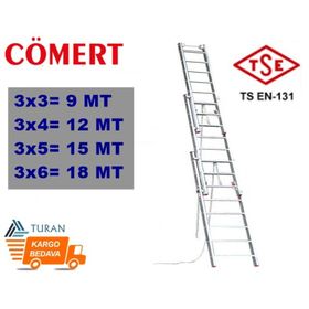 Cömert Alüminyum Sürgülü 3 Parça Merdiven