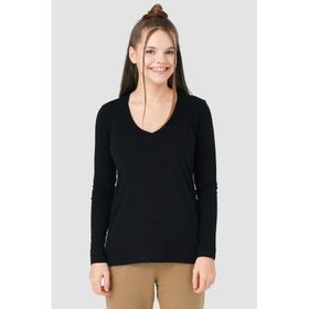 Comm-Ci Abungu V Yaka Basic Örme Siyah Kadın T-shirt