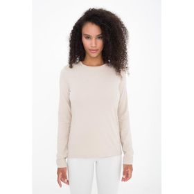 Comm-Ci Acasia Bisiklet Yaka Organik Pamuk Uzun Kollu Örme Nude Kadın T-shirt