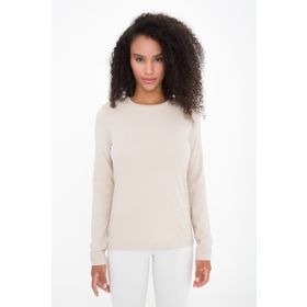 Comm-Ci Acasia Bisiklet Yaka Organik Pamuk Uzun Kollu Örme Nude Kadın T-shirt