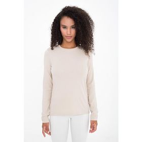 Comm-Ci Acasia Bisiklet Yaka Organik Pamuk Uzun Kollu Örme Nude Kadın T-shirt
