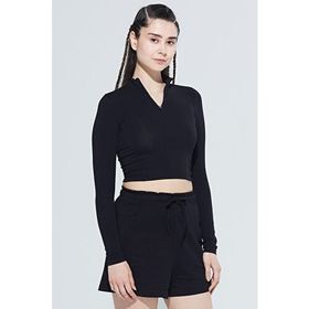 Comm-Ci Doğa Organik Pamuk Fermuar Detaylı Uzun Kollu Crop T-Shirt