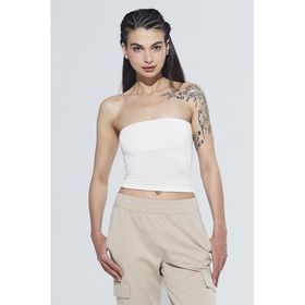 Comm-Ci Pixie Straplez Model Organik Pamuk Örme Krem Kadın Body