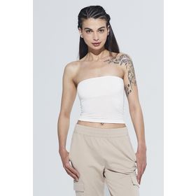 Comm-Ci Pixie Straplez Model Organik Pamuk Örme Krem Kadın Body