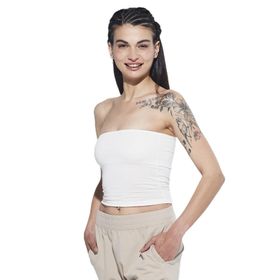 Comm-Ci Pixie Straplez Model Organik Pamuk Örme Krem Kadın Body