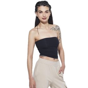Comm-Ci Pixie Straplez Model Organik Pamuk Örme Siyah Kadın Body