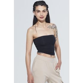 Comm-Ci Pixie Straplez Model Organik Pamuk Örme Siyah Kadın Body