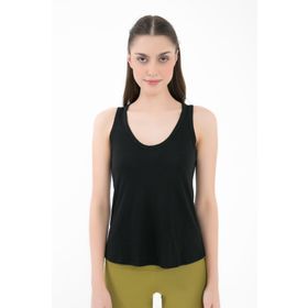 Comm-Ci Rochel V Yaka Kolsuz Örme Siyah Kadın T-shirt