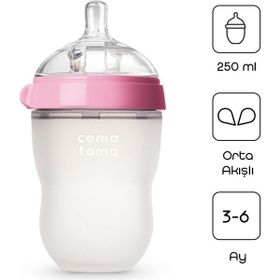 Comotomo 250 ml Antikolik 3-6 Ay Pembe Silikon Biberon