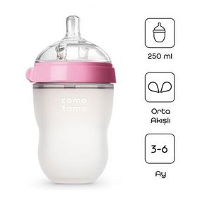 Comotomo 250 ml Antikolik 3-6 Ay Pembe Silikon Biberon