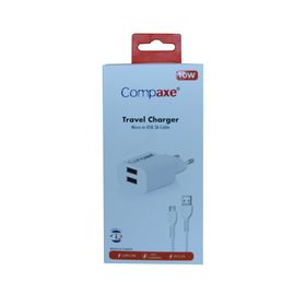 Compaxe CTA-521DMU 5 V 2.1 A 10 W 2 USB 1 mt 3.0 Mikro Şarj Kablosu