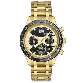 Comwatch 3008-GBBG Çelik Kordon Analog Cronolu Kol Saati