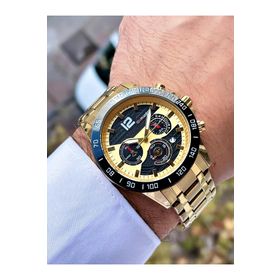 Comwatch 3008-GBBG Çelik Kordon Analog Cronolu Kol Saati
