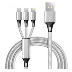 Concord 2.4 A 120 cm 3 Çıkışlı Mikro Usb Lightning Type-C Kablo
