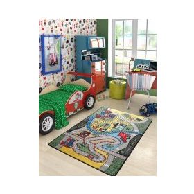 Confetti Race Yeşil 100x150 cm Çocuk Halısı